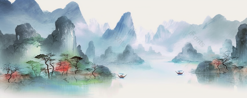 中国风青山绿水水墨画背景,插画/手绘图,插画/手绘图库,插画/手绘图下载,插画/手绘
